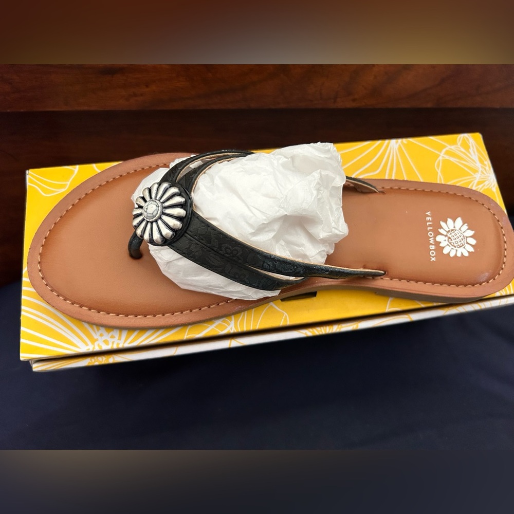 Yellow Box Women's Diggins Flip-Flops Black sz 9.5. New in box.